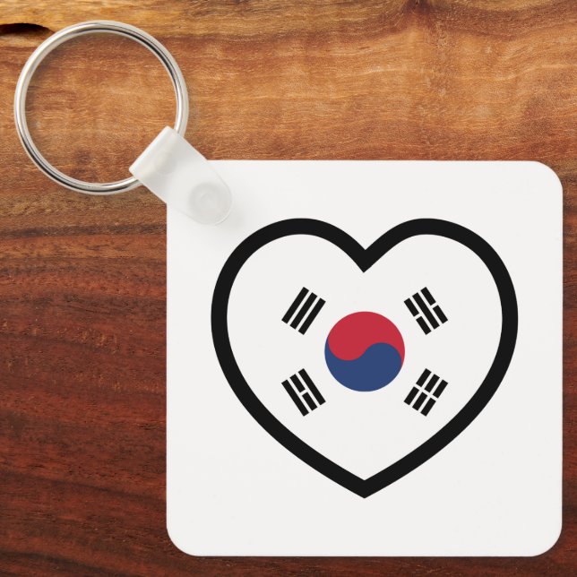 South Korea Flag Heart Key Ring (Front)