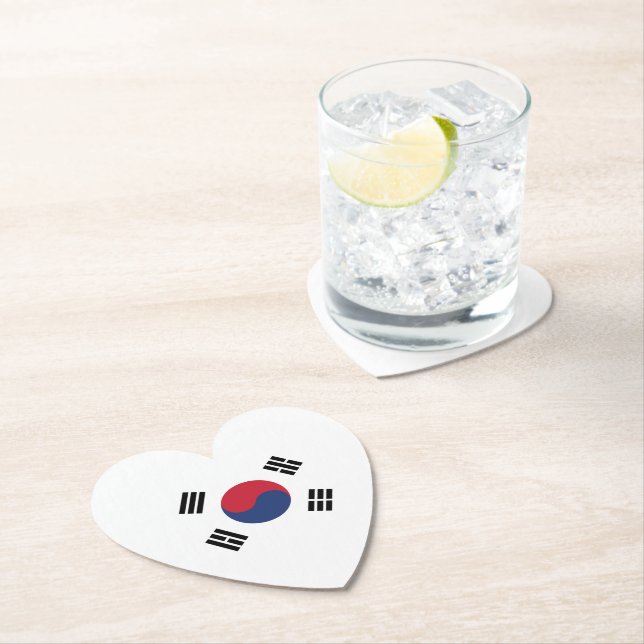 South Korea Flag Heart Paper Coaster (Insitu)