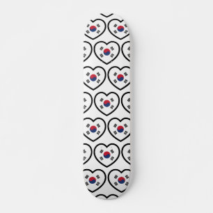 South Korea Flag Heart Skateboard