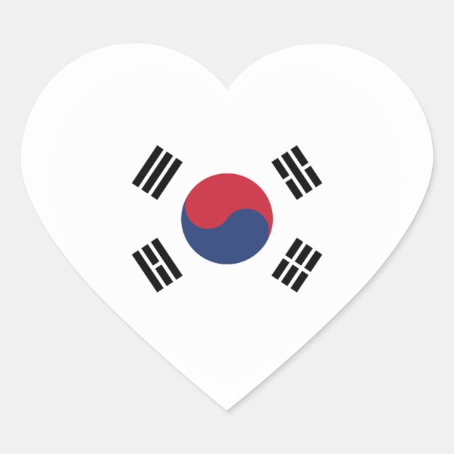 South Korea Flag Heart Sticker (Front)