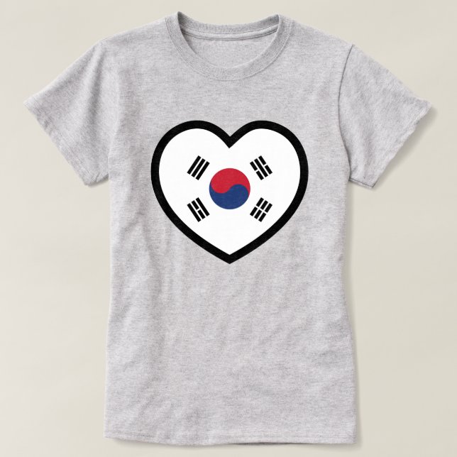 South Korea Flag Heart T-Shirt (Design Front)