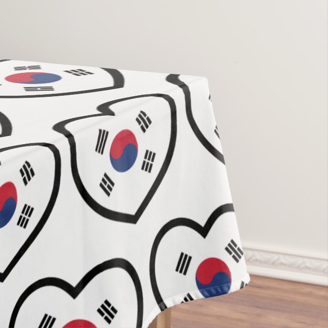 South Korea Flag Heart Tablecloth (In Situ)