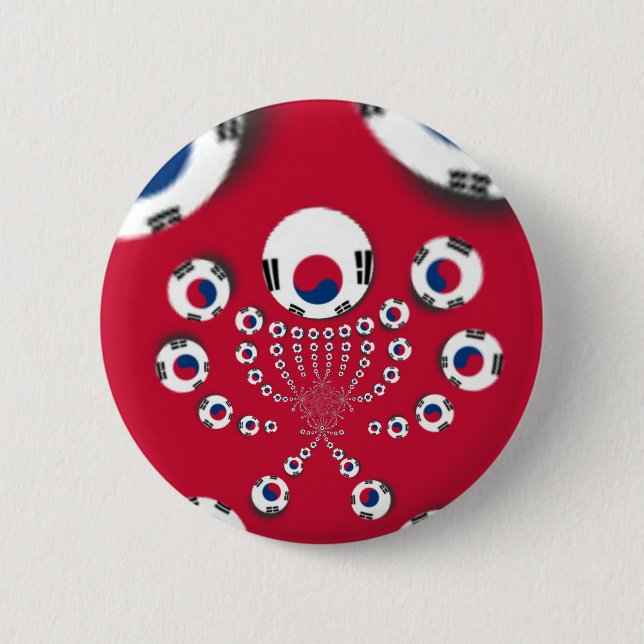 South Korea Flag Kaleidoscope Art Print 6 Cm Round Badge (Front)