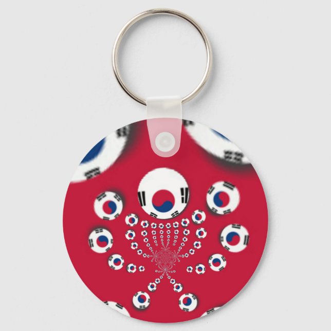 South Korea Flag Kaleidoscope Art Print Key Ring (Front)