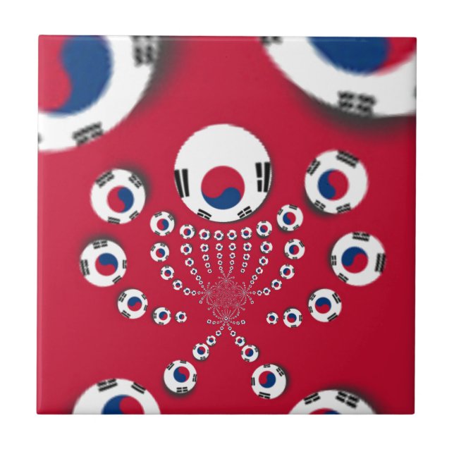South Korea Flag Kaleidoscope Art Print Tile (Front)