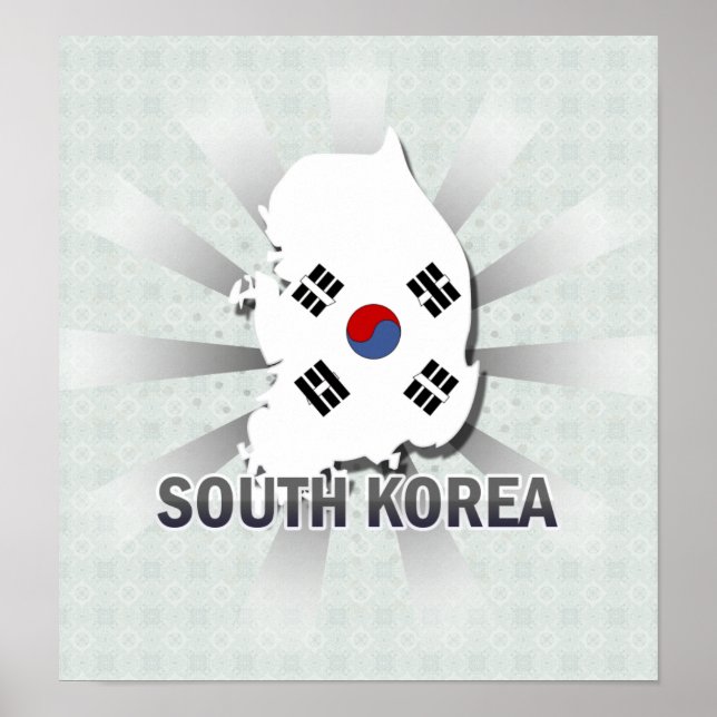 South Korea Flag Map 2.0 Poster (Front)