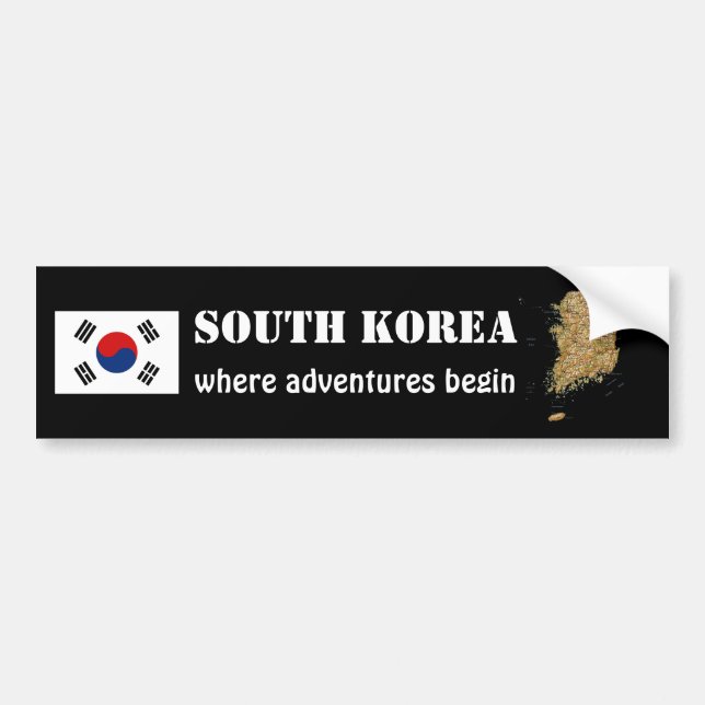 South Korea Flag + Map Bumper Sticker (Front)