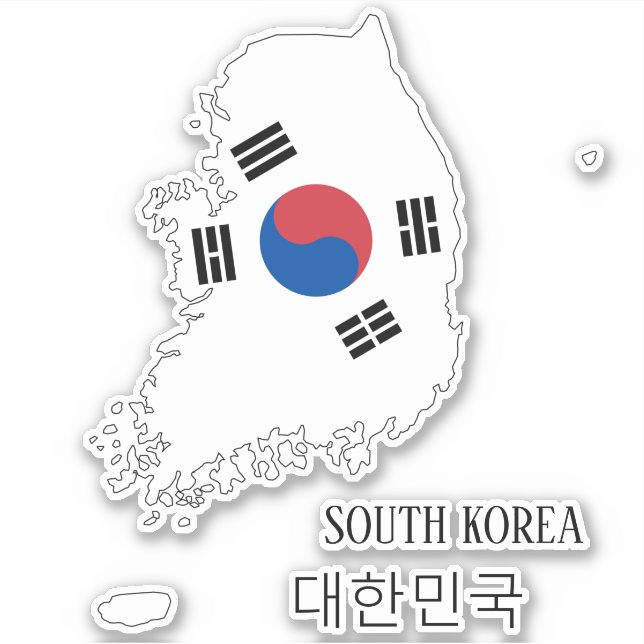 South Korea Flag Map Outline (Front)