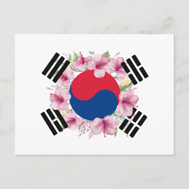 South Korea Flag Mugunghwa Postcard (Front)