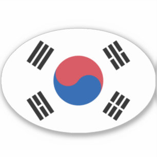 South Korea Flag Oval
