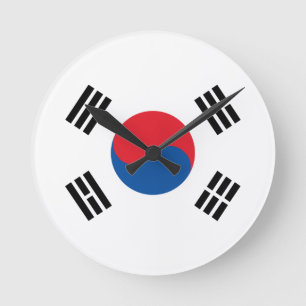 South Korea Flag Round Clock