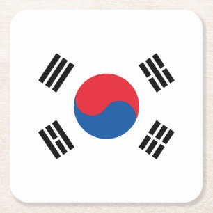 South Korea Flag Square Paper Coaster