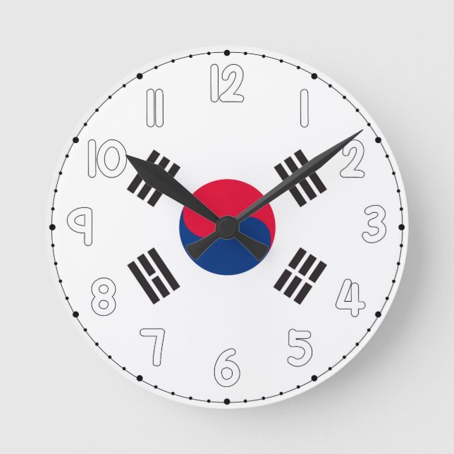 South Korea Flag Wall Clock - South Korea flag (Front)