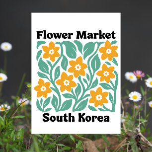 South Korea Flower Market Yellow Blossoms Floral Postcard