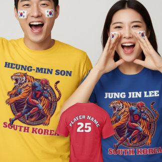 South Korea Football Tiger Athlete Action Graphic T-Shirt