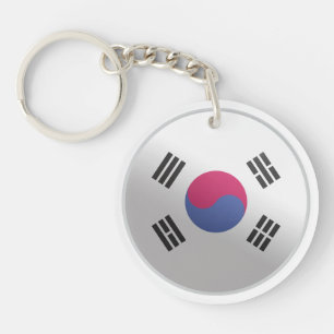 South Korea Glossy Circle Flag Key Ring
