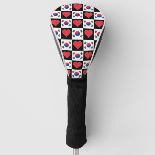 South Korea Golf Lover Heart Pattern Korean Flag Golf Head Cover