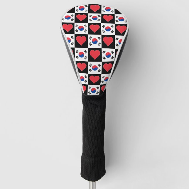 South Korea Golf Lover Heart Pattern Korean Flag Head Cover (Front)