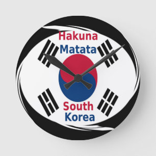 South Korea Hakuna Matata Art Print/Graphic Round Clock