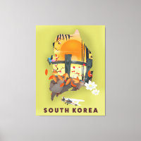 South Korea illustrated map poster