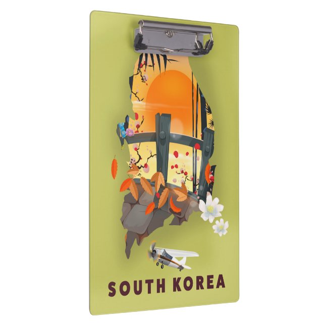 South Korea illustrated map poster Clipboard (Right)