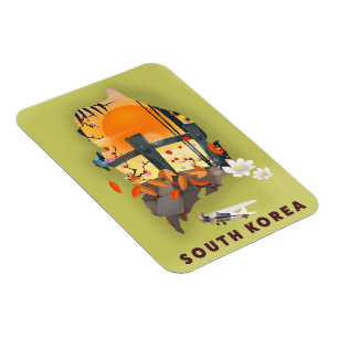 South Korea illustrated map poster Magnet
