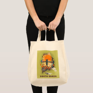 South Korea illustrated map poster Tote Bag
