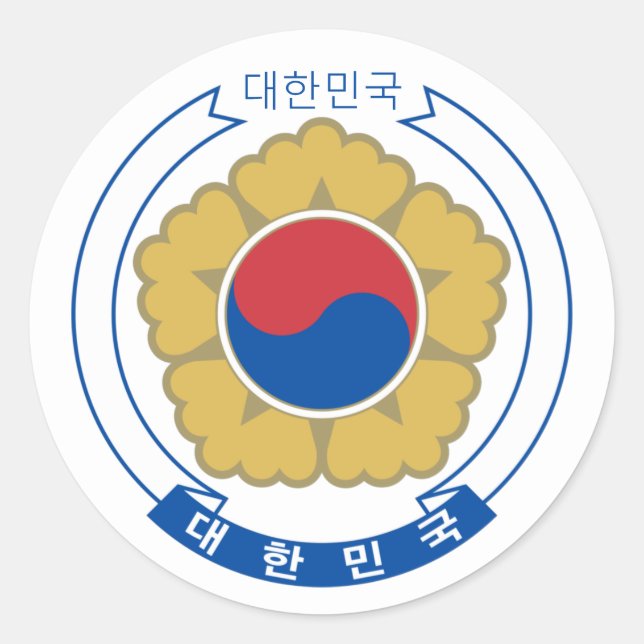 South Korea & Korean Coat of arms, flag / travel Classic Round Sticker (Front)