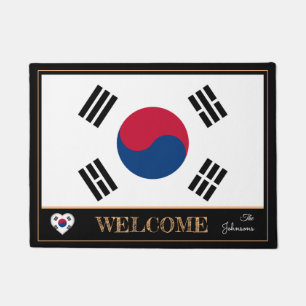 South Korea & Korean Flag house mat/sports Welcome Doormat