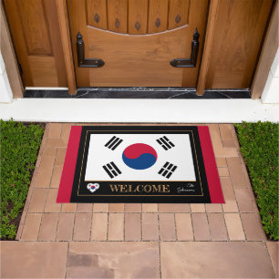 South Korea & Korean Flag house mat/sports Welcome Doormat