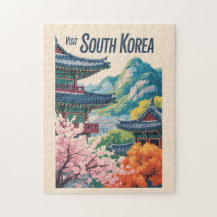 South Korea Landscape Illustration Travel Art Jigsaw Puzzle