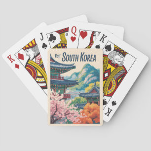 South Korea Landscape Illustration Travel Art Playing Cards