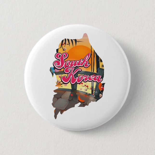 South Korea Map 6 Cm Round Badge (Front)