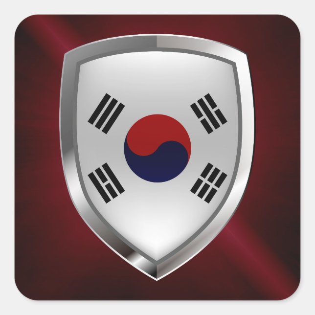 South Korea Metallic Emblem Square Sticker (Front)