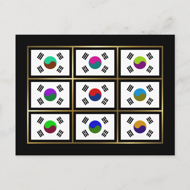 South Korea Multihue Flags Postcard (Front)