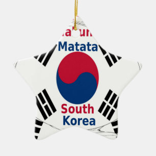 South Korea National Flag Colours Art Print/Graphi Ceramic Tree Decoration