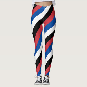 South Korea National Flag Colours Diagonal Striped Leggings