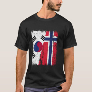 South Korea Norway Half Flag South Korean Norwegia T-Shirt