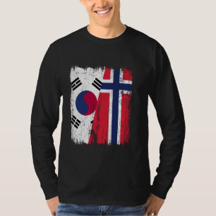 South Korea Norway Half Flag South Korean Norwegia T-Shirt
