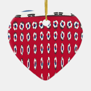 South Korea Polka Dot Flag Art Design: A Red Base  Ceramic Tree Decoration