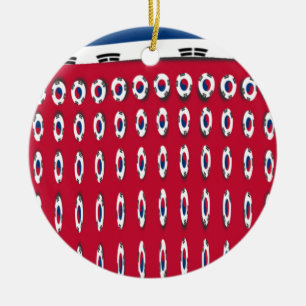 South Korea Polka Dot Flag Art Design: A Red Base  Ceramic Tree Decoration