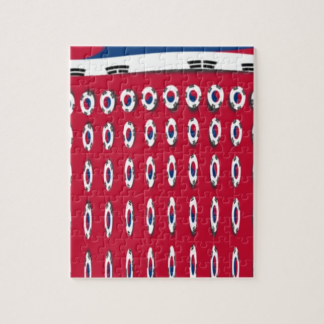 South Korea Polka Dot Flag Art Design: A Red Base  Jigsaw Puzzle (Vertical)