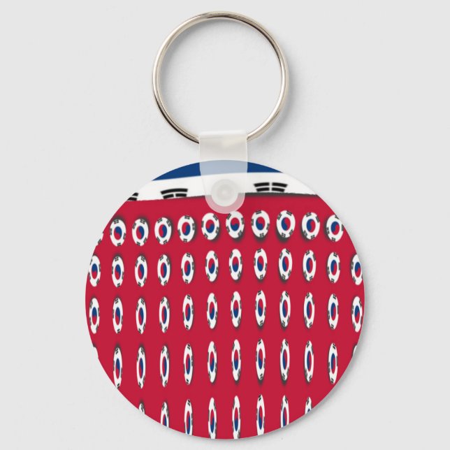 South Korea Polka Dot Flag Art Design: A Red Base  Key Ring (Front)