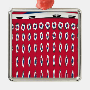 South Korea Polka Dot Flag Art Design: A Red Base  Metal Tree Decoration