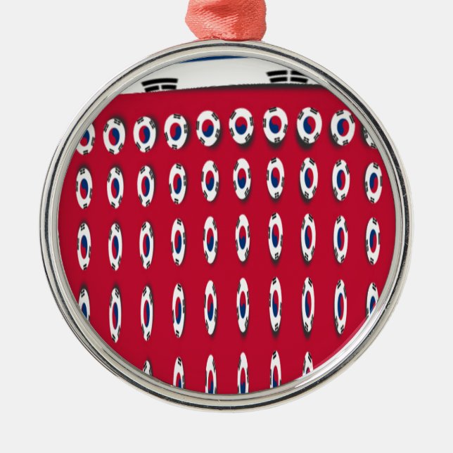 South Korea Polka Dot Flag Art Design: A Red Base  Metal Tree Decoration (Front)