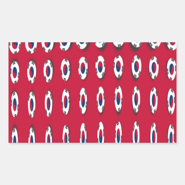 South Korea Polka Dot Flag Art Design: A Red Base  Rectangular Sticker (Front)