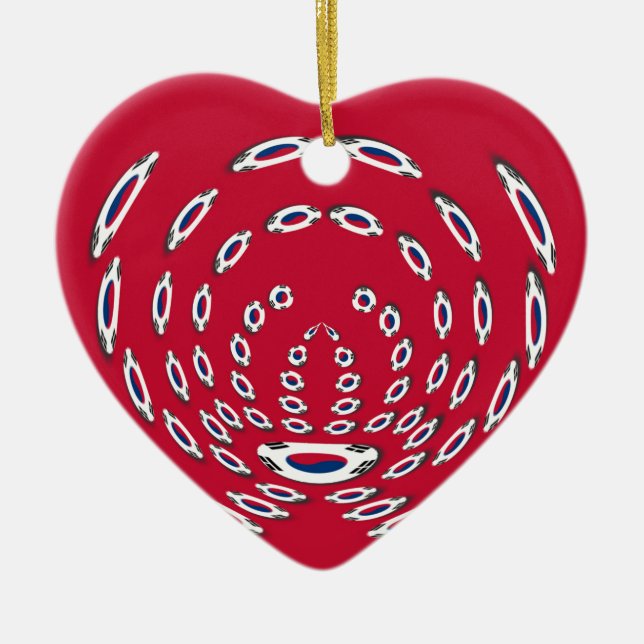 South Korea Polka Dot flag Ceramic Tree Decoration (Front)