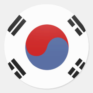 South Korea quality Flag Circle Classic Round Sticker
