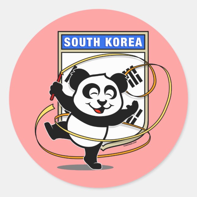 South Korea Rhythmic Gymnastics Panda Classic Round Sticker (Front)