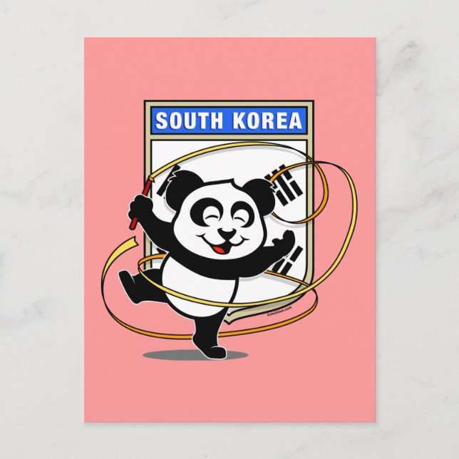 South Korea Rhythmic Gymnastics Panda Postcard (Front)